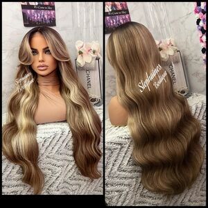 Human Hair Blended Bang Wig Lace Front Wig